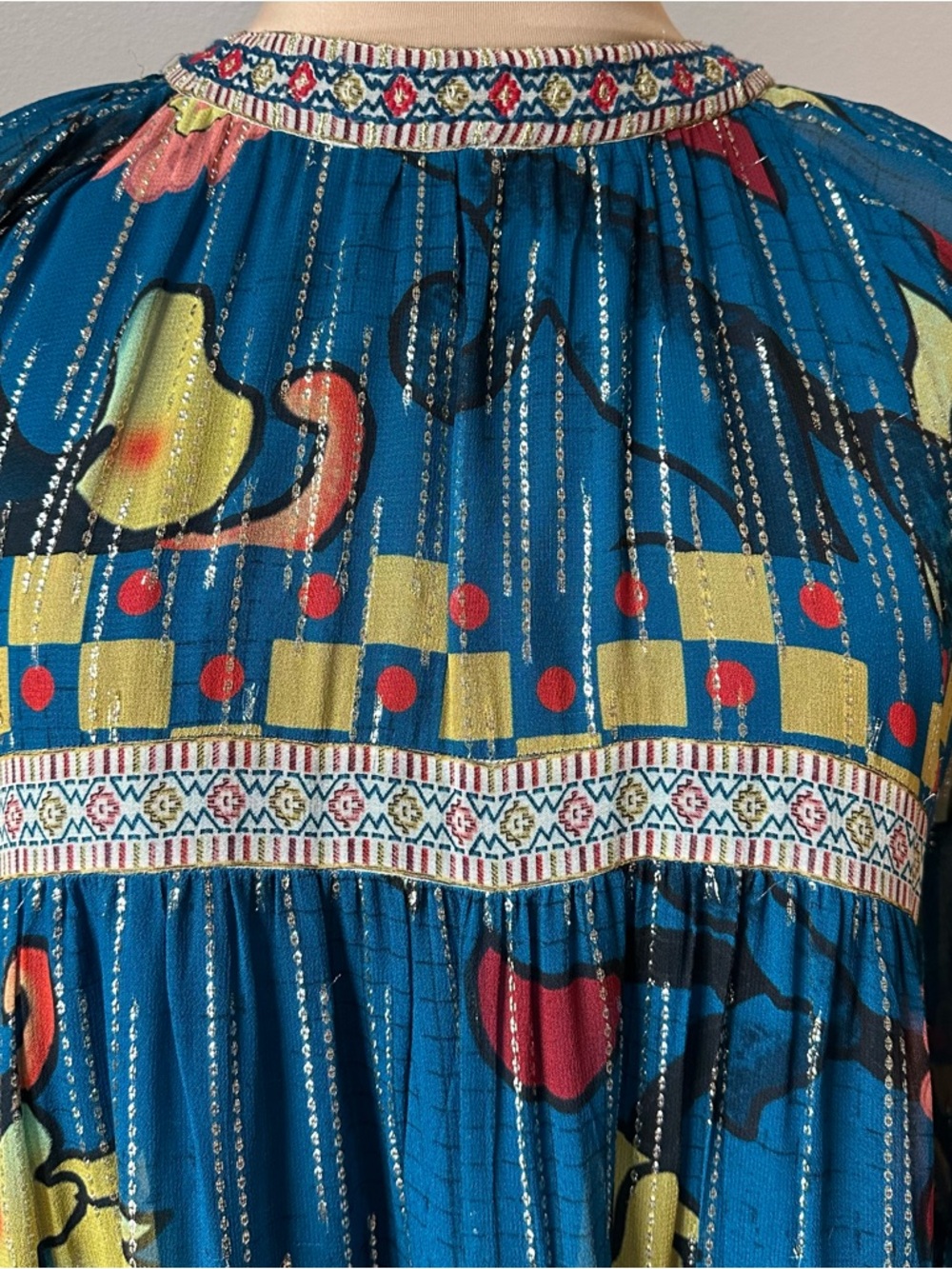 Anthropologie Verb Pallavi Singhee Eulalia Dress Size 6 Boho Art to Wear - Picture 6 of 11